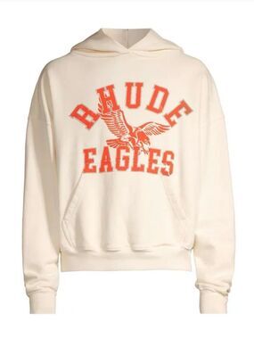 Rhude Eagles Logo Cotton Hoodie Cream/Orange size M